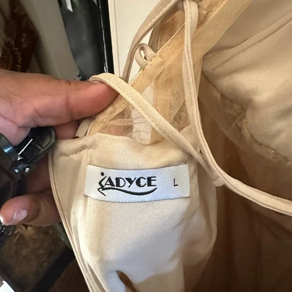 Elegant Gold Strapless Evening Gown - Picture 2 of 5